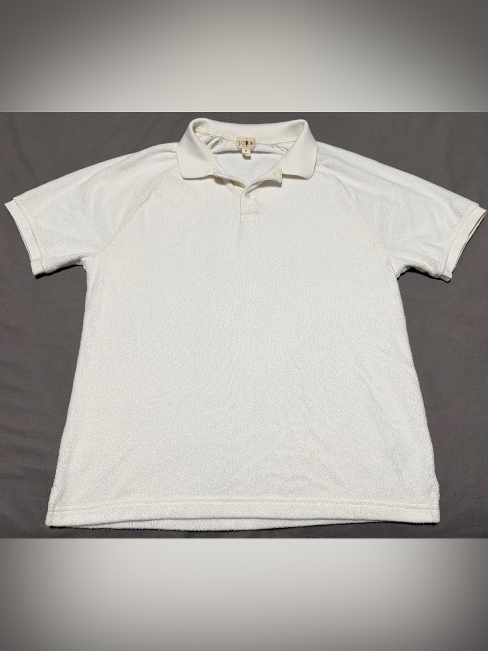 Vintage J.Crew White Terry Cloth Polo Shirt Oarsman Label 2000s Coastal Size M
